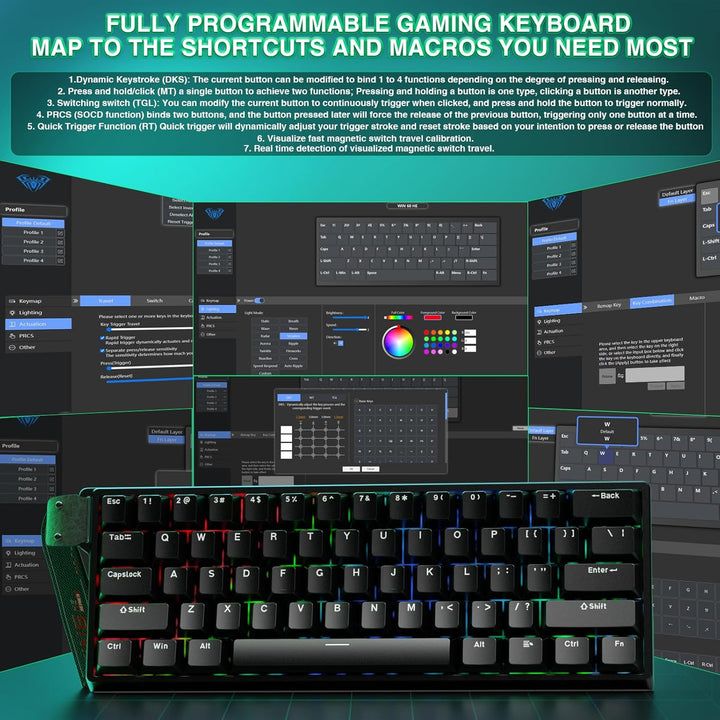 Aula WIN60 HE - Teclado mecánico para juegos 60% con cable, interru...
