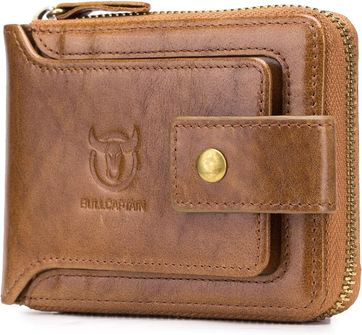 LUKZIJAES Billetera de cuero genuino para hombre, con bloqueo RFID,...