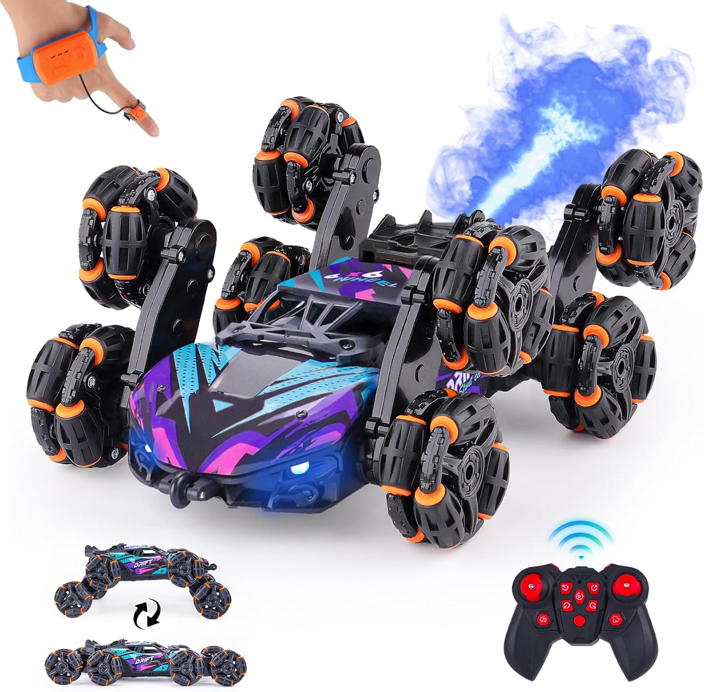 NEXBOX Cool 8 ruedas controladas a mano RC Stunt Car Toys, regalos...