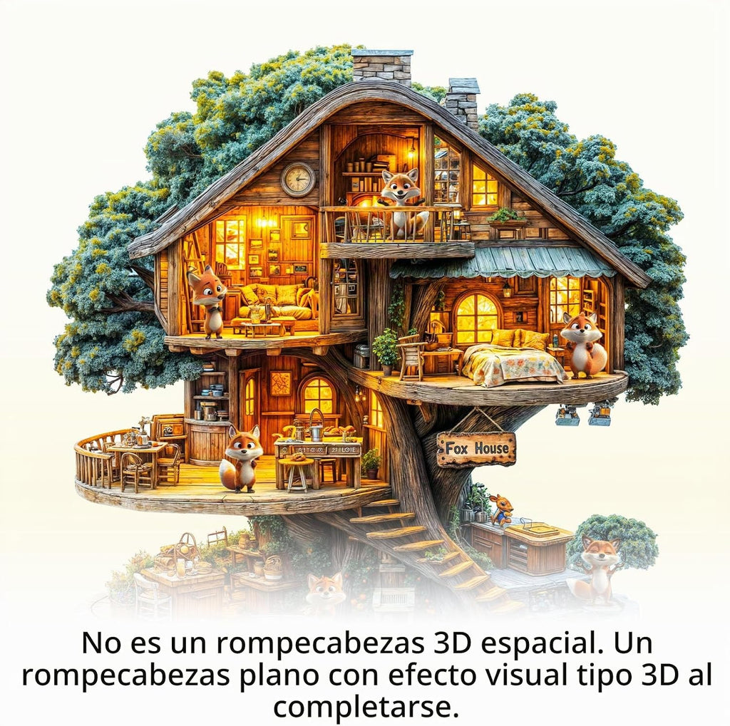 WOODBESTS Rompecabezas de madera para adultos (195 piezas, M, 11.4 * 11.4 pulgadas), rompecabezas de madera Casa del Zorro para adultos, rompecabezas únicos de animales de madera, juego familiar y