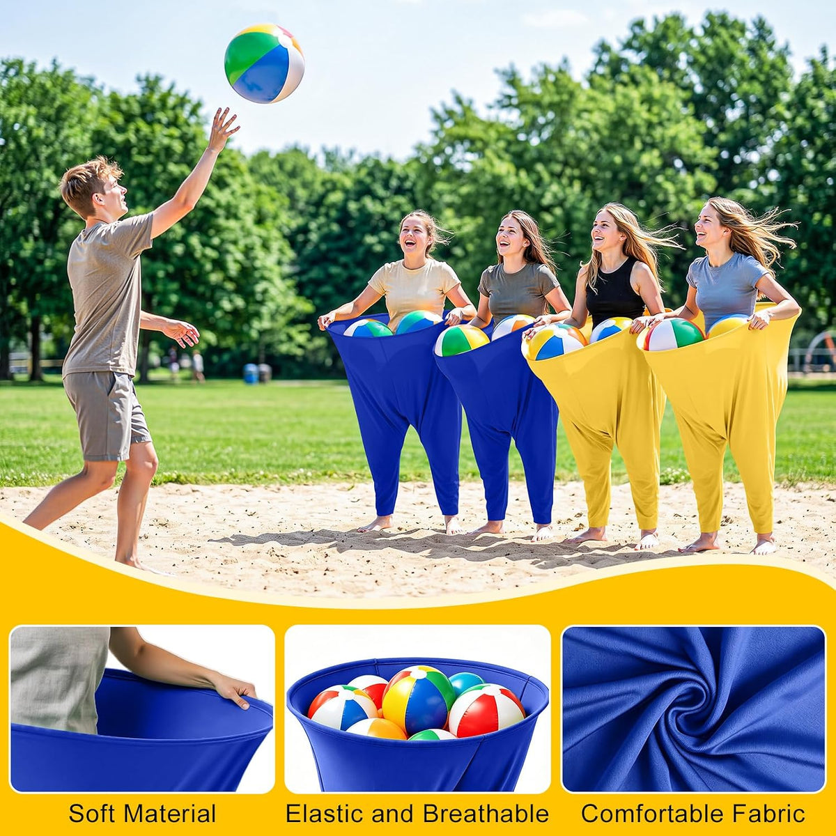 Pantalones de Abuela Juego de Patio Juegos de Fiesta Raros Pantalones con Pelotas que Rebotan y Bomba de Aire Pantalones de Abuela de Gran Tamaño Juego al Aire Libre para Adultos y Familia