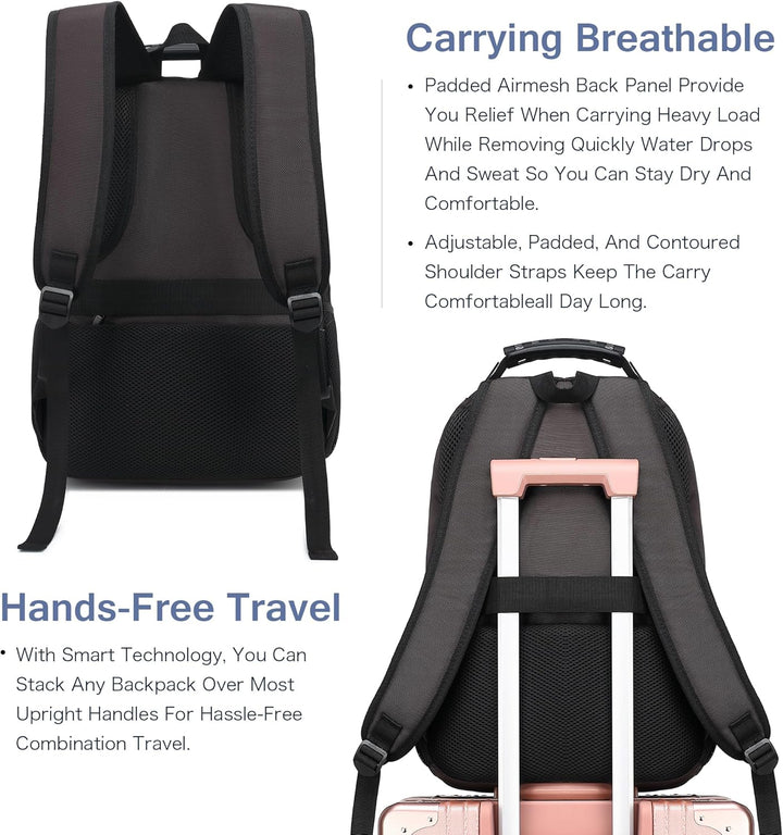 Mochila para laptop Boavan para hombre (Negro, 15.6), Café, Elegante