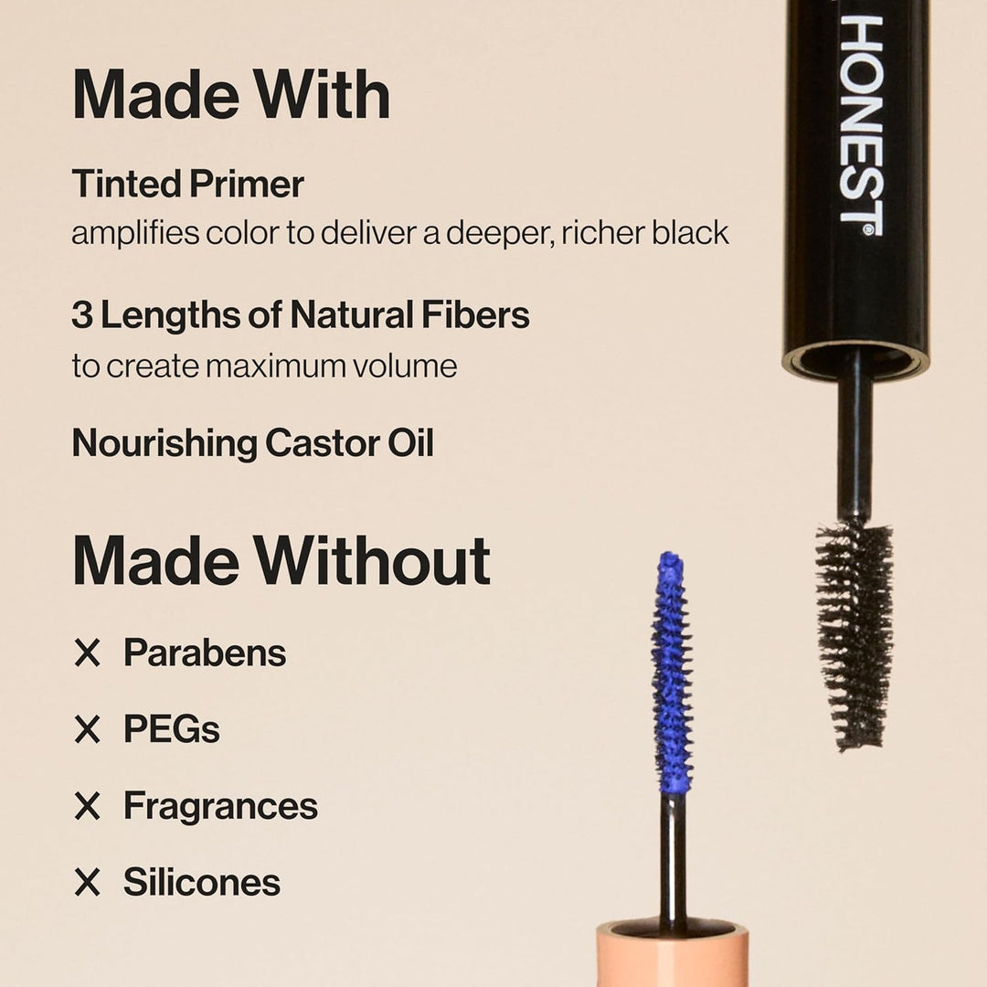 Honest Beauty Máscara de pestañas Extreme Volume Clean 2 en 1, impr...