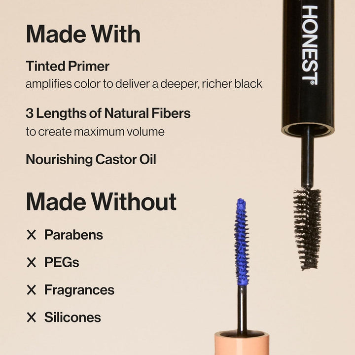 Honest Beauty Máscara de pestañas Extreme Volume Clean 2 en 1, impr...