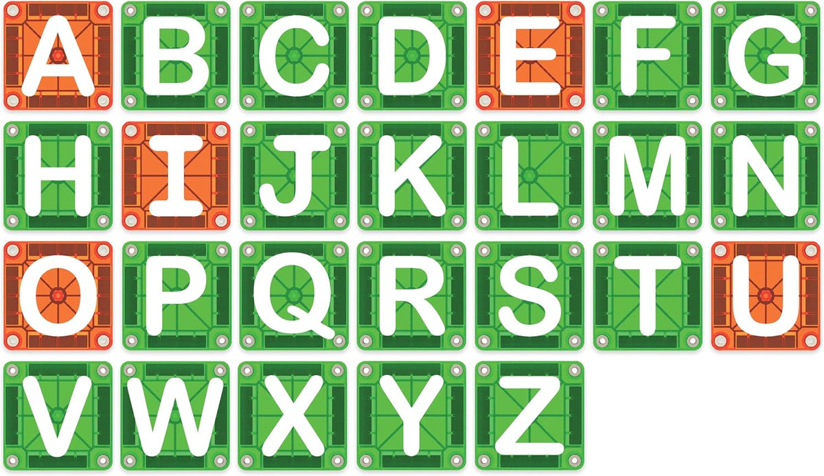 MAGNA-TILES MicroMAGS Learn Letters - Juego de construcción magnética de 56 piezas, la marca original de construcción magnética