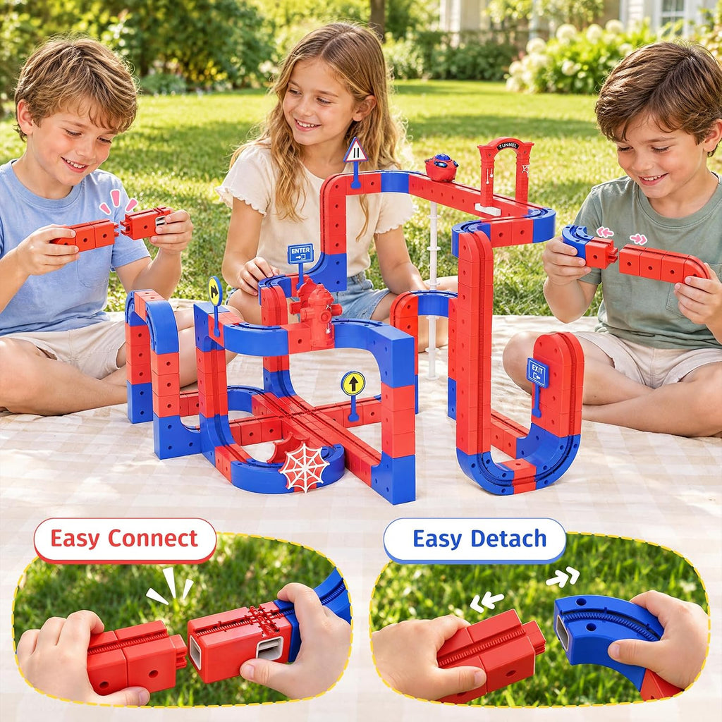 157Pcs Juego de Trenes Eléctricos, Juguetes de Riel STEM para Niños de 3, 4, 5, 6, 7 y 8 años