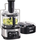Hamilton Beach Professional Stack & Snap - Procesador de alimentos y espiralizador de verduras para rebanar, triturar y amasar, canal de alimentación extragrande de 3 pulgadas que cabe verduras