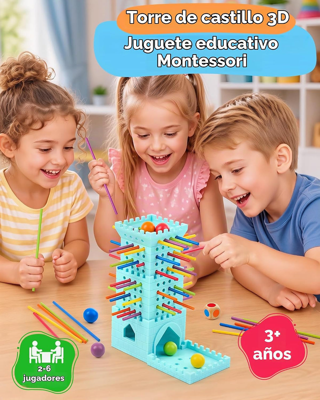 Juego de bola de caída, juego de mesa Montessori para niños de 4 a 6 años, juguete educativo preescolar para 3, 4, 5, 6 años, juego de palos de madera, juguete de habilidades motoras finas, juego de
