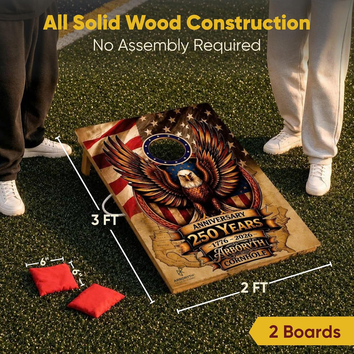 Conjunto de Tableros de Cornhole con Bolsas, Tamaño Regulado de 4x2 ft Tableros de Madera
