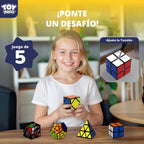 STEAM Life Speed Cube - Juego de 5 cubos mágicos, incluye cubos de velocidad de 3 x 3, cubo de velocidad de 2 x 2, cubo piramidal, cubo de rompecabezas Megaminx para niños y adultos