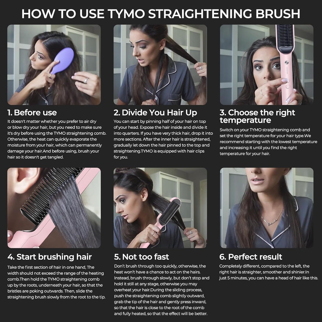 TYMO Ring - Cepillo alisador de cabello con peine integrado, calent...