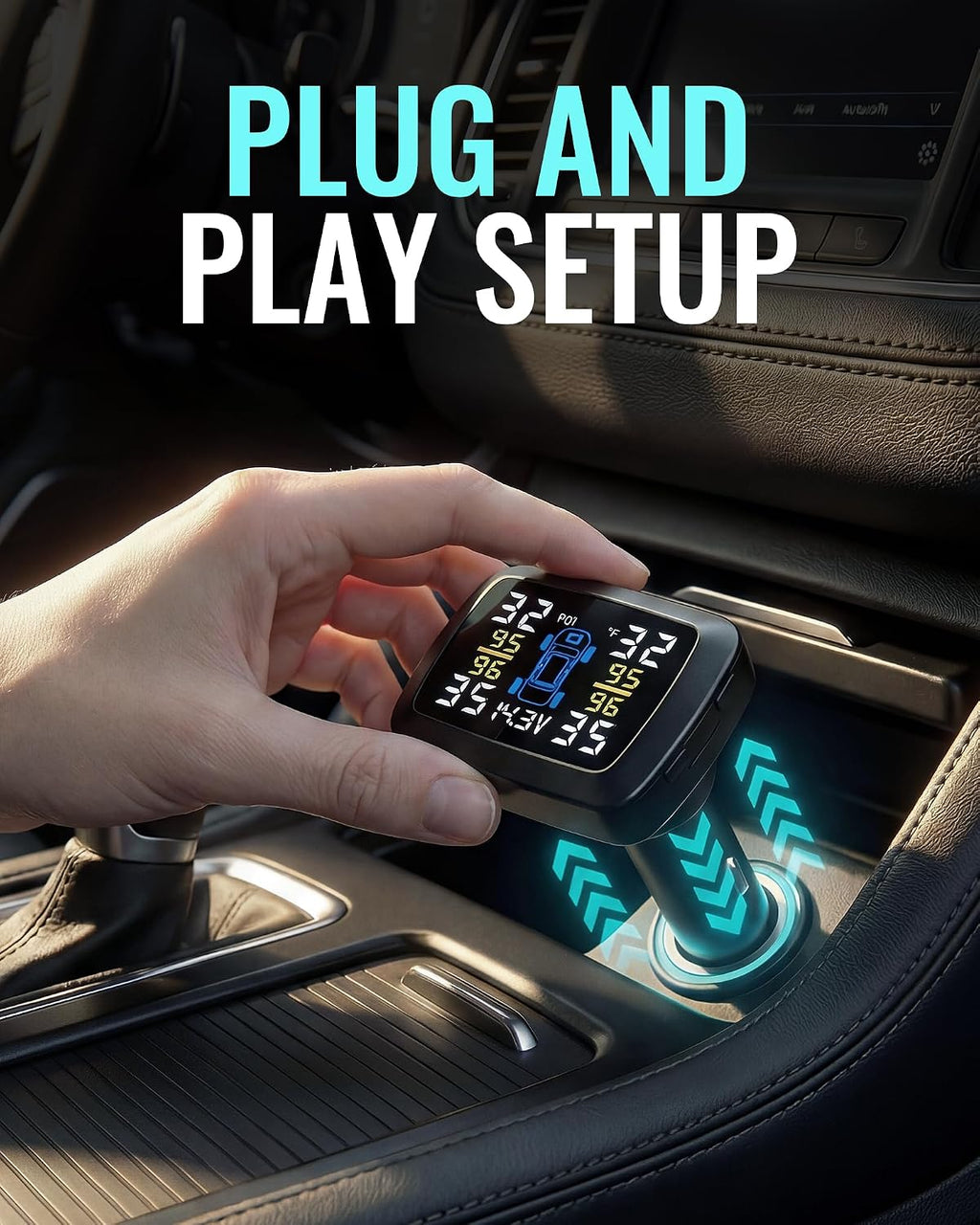 Sistema de monitoreo de presión de neumáticos, TPMS con pantalla LCD y 4 sensores