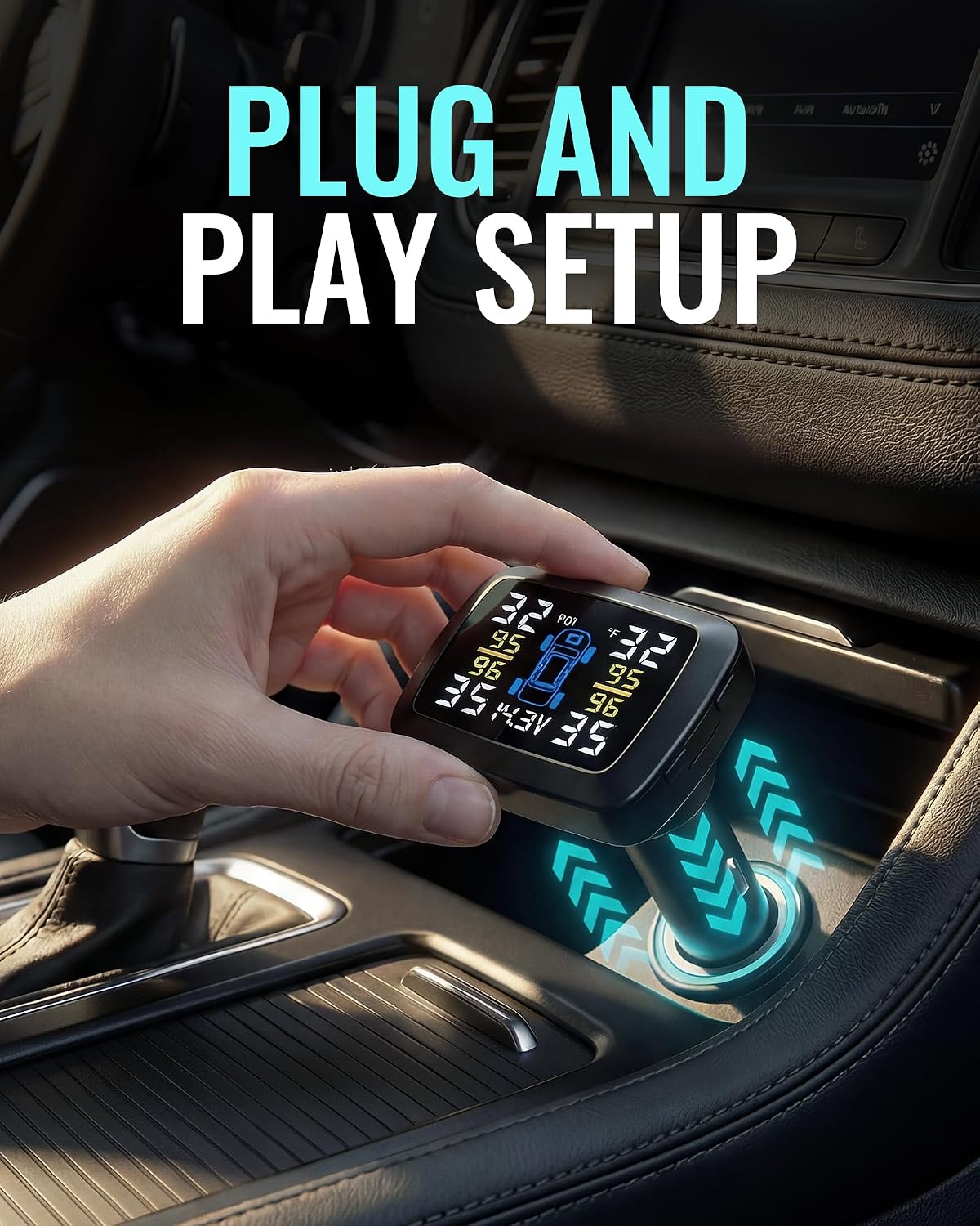 Sistema de monitoreo de presión de neumáticos, TPMS con pantalla LCD y 4 sensores