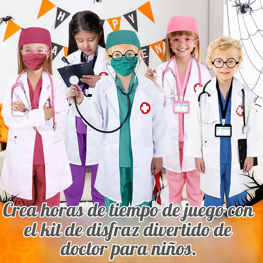 12 piezas de disfraz de médico para niños, disfraz de enfermera