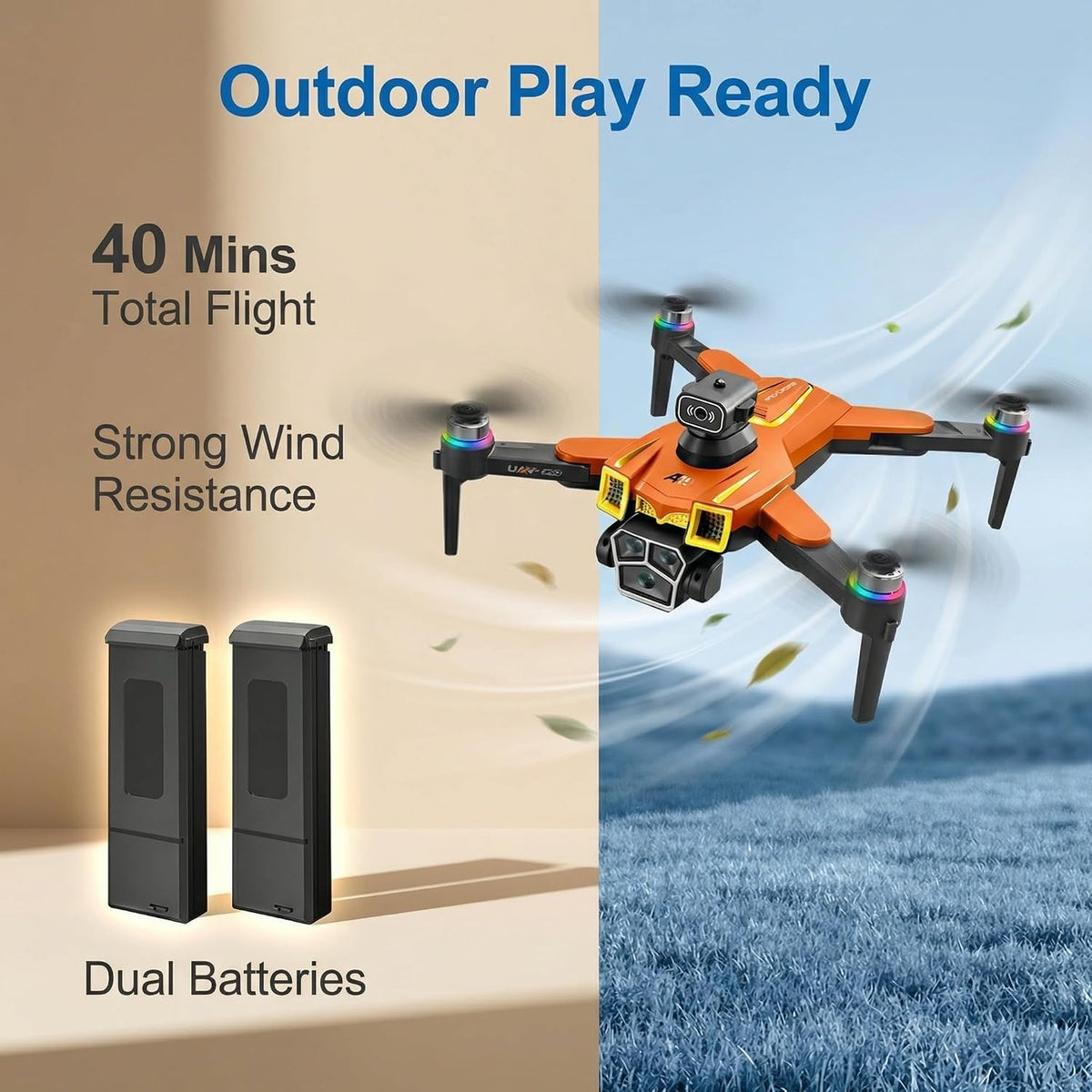 Dron con cámara para niños, drones para niños de 8 a 12 años con cámara y luces LED dinámicas de carreras, pantalla FPV integrada de 5.6 pulgadas, baterías duales, regalo perfecto de vacaciones y