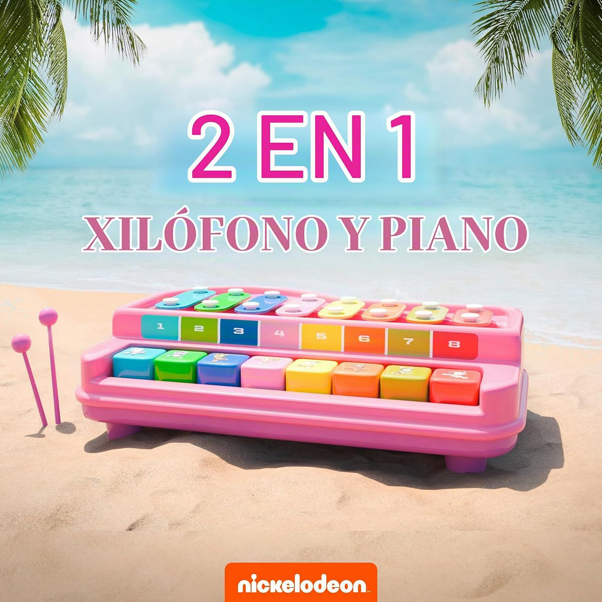 Lollipop Paw Patrol Xilófono y piano 2 en 1 – Juguete musical interactivo para niños pequeños – Canciones reales, diversión educativa que ofrece modos de xilófono y piano en un juguete encantador (Paw Patrol Purple)