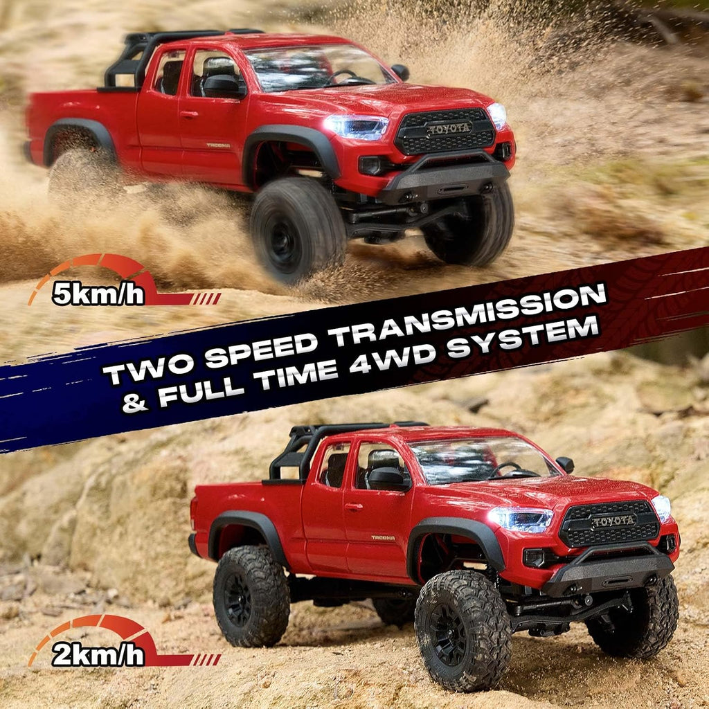 FMS FCX24 TOYOTA TACOMA 1/24 RC Crawler 4x4 RC Truck Crawler, con licencia oficial RC Rock Crawler con transmisión de 2 velocidades, motor de alto par, rodamientos totalmente metálicos, auto RTR RC para adultos (GRAY)