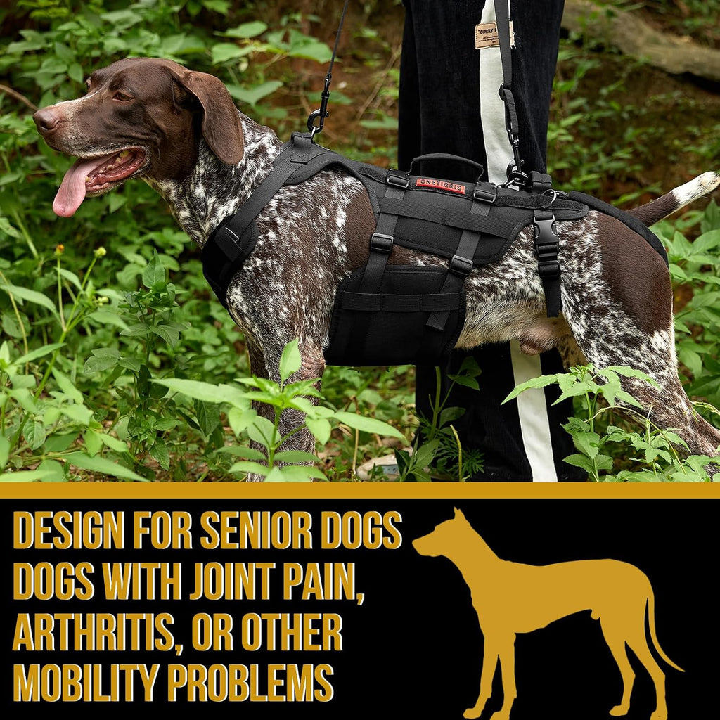 OneTigris Arnés de elevación para perros grandes, soporte de cadera para perros, elevador de cuerpo completo con asas Invictus Chaleco multifuncional de asistencia para movilidad para patas traseras