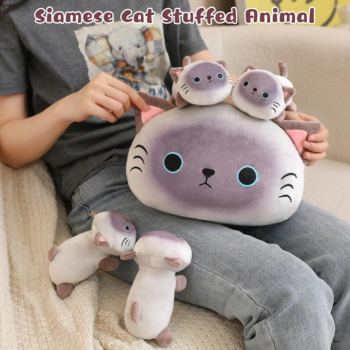 TOYSYM - Almohada de gata siamesa, adorable almohada de peluche de...