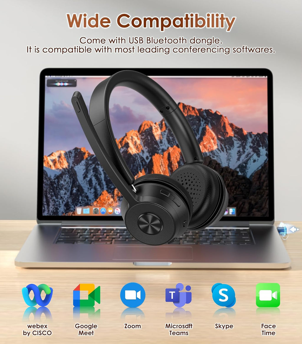 Auriculares inalámbricos con micrófono para el trabajo, auriculares
