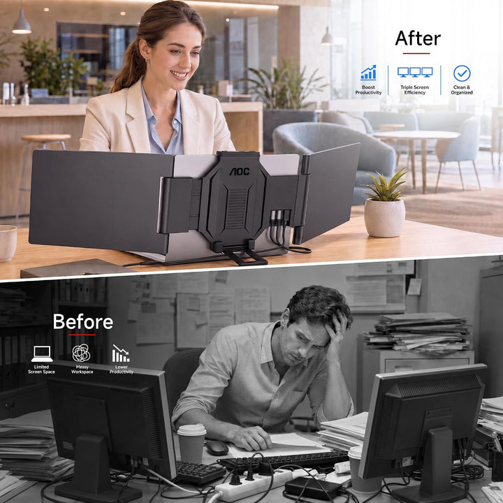 AOC Extensor de pantalla para laptop de 14 pulgadas, monitor portát...