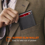 RUNBOX Cartera delgada para hombre, de piel auténtica, bloqueo RFID...