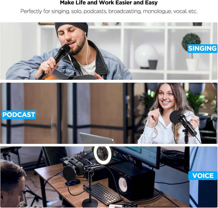 Xlr Micrófono dinámico USB para grabación de canto, micrófono de gr...