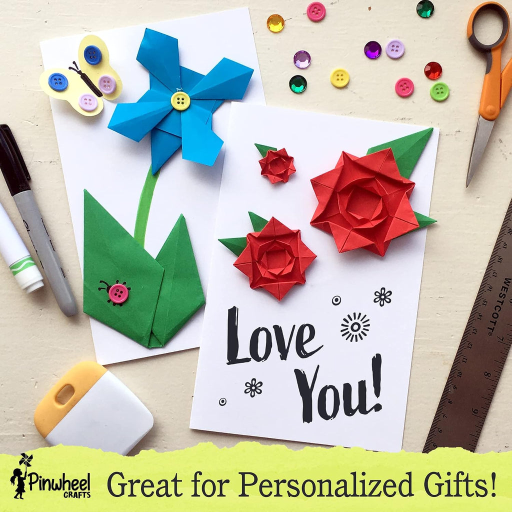 Kit de costura de flores de origami y unicornio para bolsos, juego de artes creativas y manualidades para niños a partir de 6 años, incluye 100 hojas de origami, accesorios decorativos
