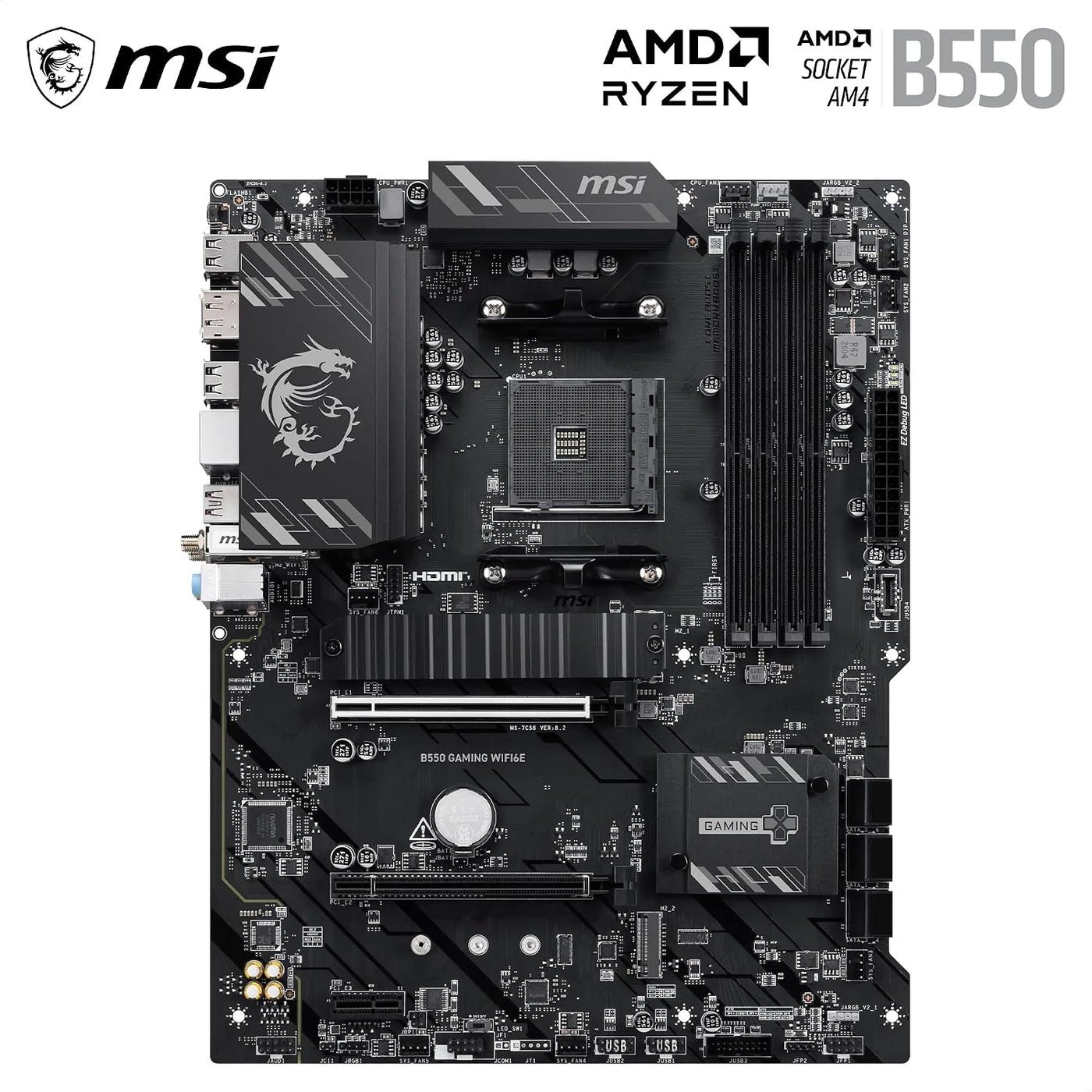 MSI B550 Gaming WIFI6E Motherboard, ATX - Compatible con AMD Ryzen...