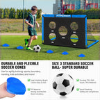 Portería de fútbol, portería de fútbol para niños en el patio trasero, 2 unidades, redes de fútbol portátiles de 4 x 3/6 x 4 pies con objetivo, pelota y conos, equipo de entrenamiento de
