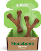 Benebone Paquete de 2 juguetes Wishbone para masticadores agresivos, tocino