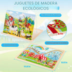 6 paquetes de rompecabezas de madera para niños de 4 a 6 años, 60 piezas de rompecabezas de dinosaurios y animales de madera para niños pequeños de 3 a 5 años, juguetes educativos preescolares de