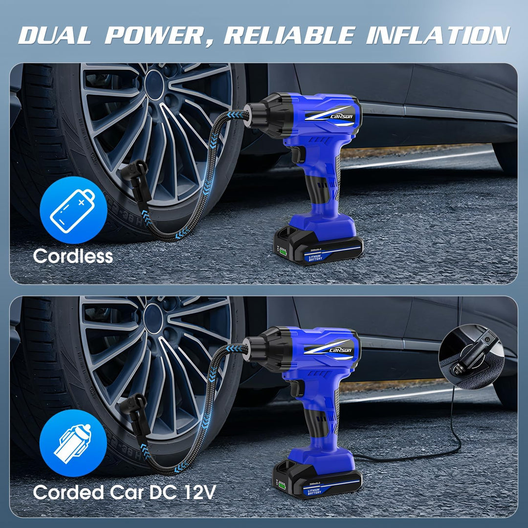 CARSUN Inflador de neumáticos, compresor de aire portátil, bomba de...