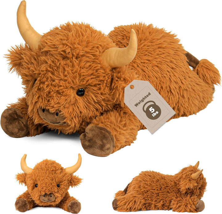 Wepop Animales de Peluche con Peso de Vaca Highland de 5 libras, Ju...