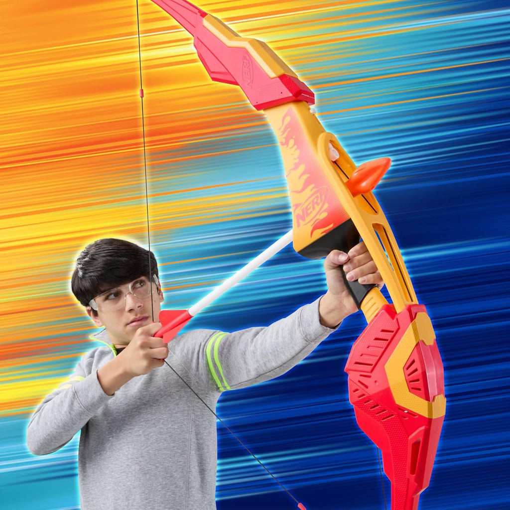 Nerf Pyrostrike Megabow, arco de 42 pulgadas dispara flechas de hasta 105 pies, 2 con puntas suaves, juguetes para niños al aire libre, a partir de 10 años (exclusivo de Amazon)