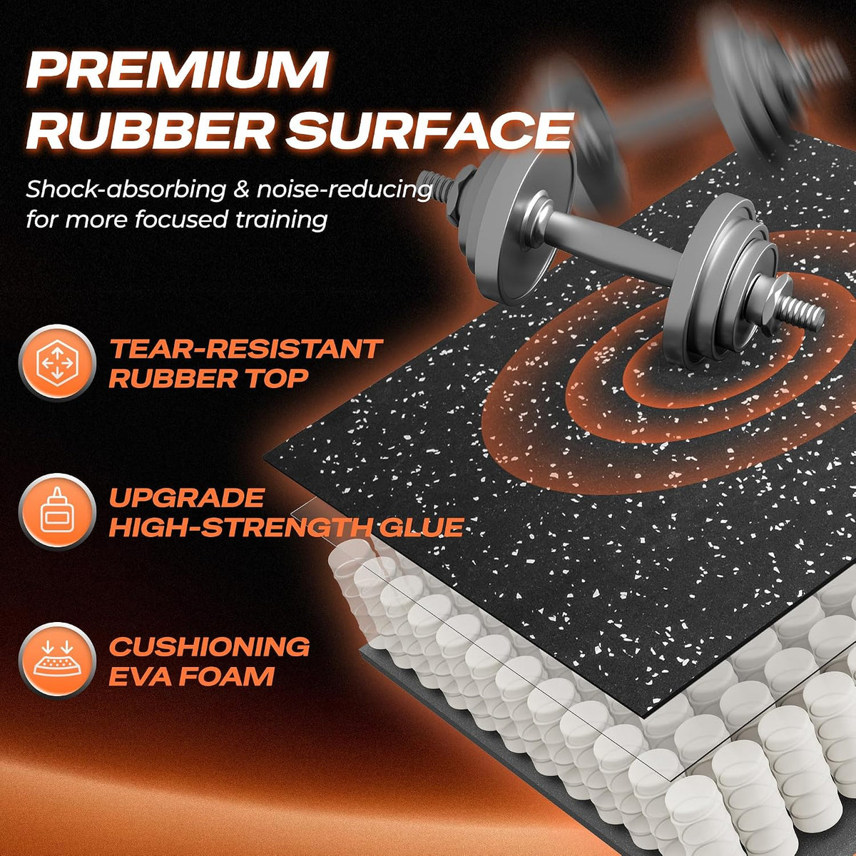 SUPERJARE Suelo de goma superior de goma de 0.56 pulgadas de grosor y 48