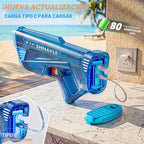 Paquete de 2 pistolas de agua eléctricas para adultos y niños, puerto de carga USB-C, pistola automática de alta potencia, potente disparo de largo alcance, juguete de agua para exteriores