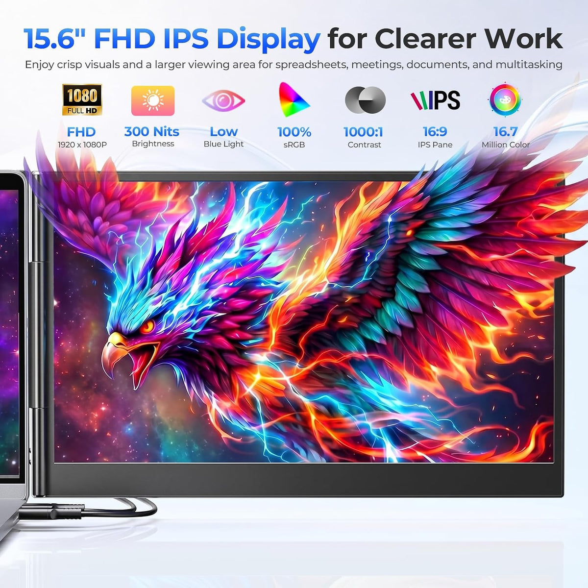 Extensor de pantalla para portátil FHD de 15,6", monitor triple portátil