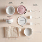 ROBOTIME Juego de ollas y sartenes para niños – Juego de 9 piezas de accesorios de cocina con utensilios de cocina de metal, utensilios de cocina y bolsa de almacenamiento – Ollas y sartenes de juguete para niños pequeños y niñas mayores de 3 años (rosa)