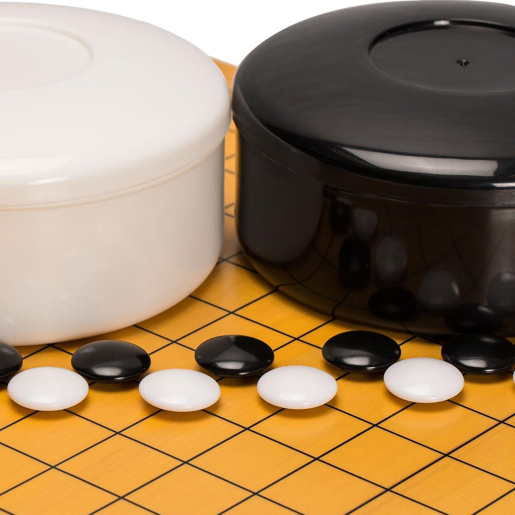 Yellow Mountain Imports Shin Kaya - Juego de mesa reversible para principiantes de 13 x 13 / 9 x 9 pulgadas (0.8 pulgadas) con piedras de melamina convexas dobles, juego de mesa de estrategia clásico (Baduk/Weiqi)
