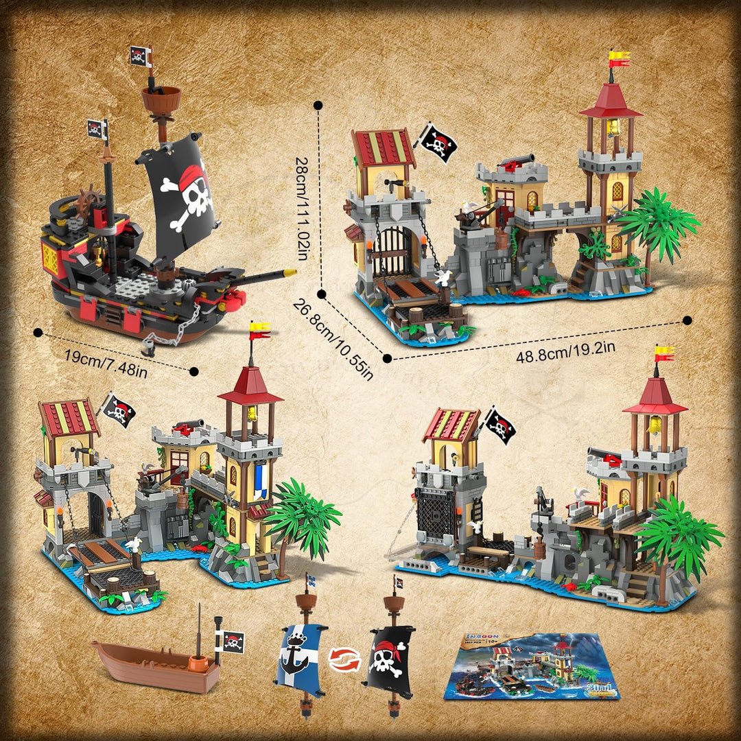 Juego de construcción de castillo pirata con luz 3 modos