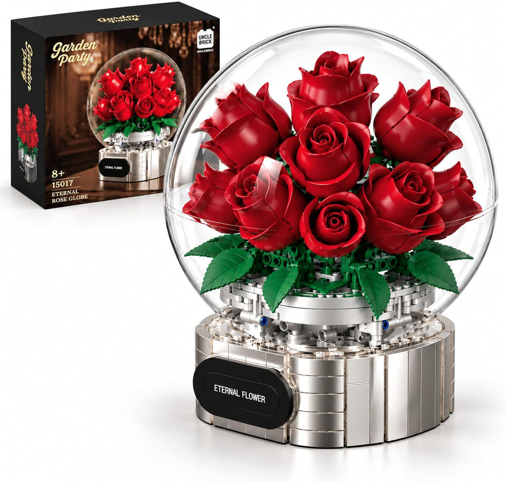 Juego de construcción botánica de flores, rosa artificial con