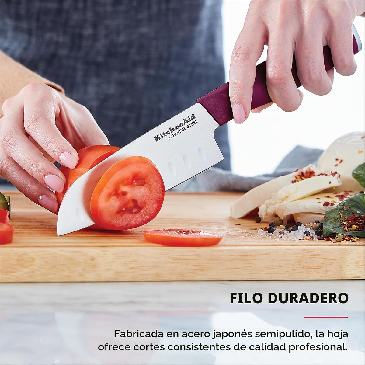 KitchenAid Juego de cuchillos de chef de 4 piezas con cubiertas de cuchilla, cuchillo de chef de 6 pulgadas, Santoku de 5 pulgadas, utilidad dentada de 5.5 pulgadas, acero japonés para pelar de 3.5 pulgadas, colores surtidos