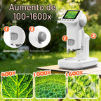 Microscopio 1600X para niños, pantalla de 2.0 pulgadas, juguete