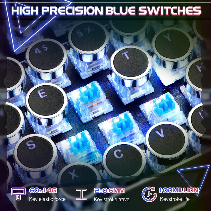 YSCP Teclado mecánico para juegos estilo máquina de escribir, retro...