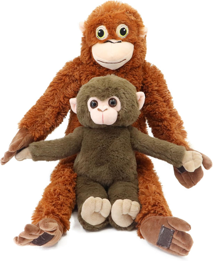 Aqushymallow Cow Mommy Monkey - Juego de juguetes de peluche de ora...