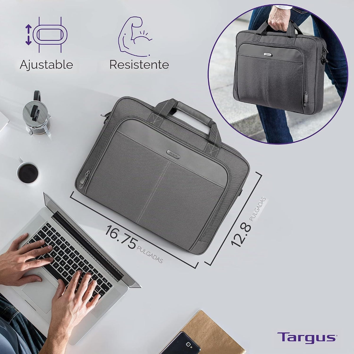 Targus Bolsa clásica delgada para laptop de 15 a 16 pulgadas, color...