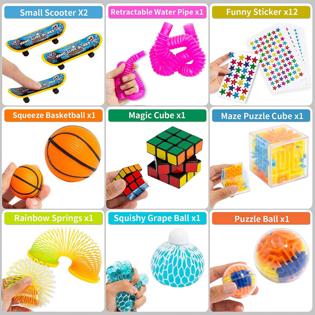 76 piezas Juego de juguetes sensoriales para aliviar el estrés, paquete antiansiedad, juguetes sensoriales para niños y adultos, paquetes de juguetes para manos inquietas con mochi esponjoso, bola