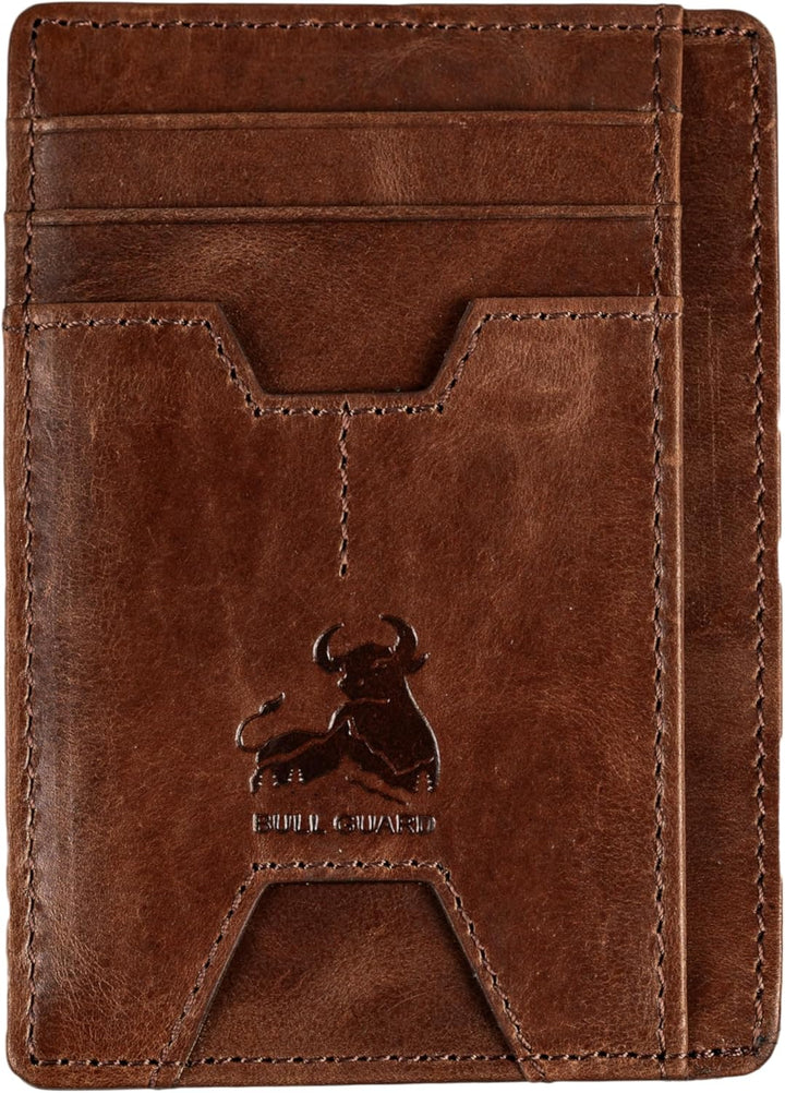 BULL GUARD Billetera de cuero delgada con bloqueo RFID para hombres...