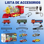 Juego de tren eléctrico de Navidad para niños con humo, luces y sonido (encendido/apagado) tren debajo del árbol de Navidad, trenes modelo para niños pequeños para niños de 3, 4, 5, 6, 7, 8 años en adelante, regalos para niños